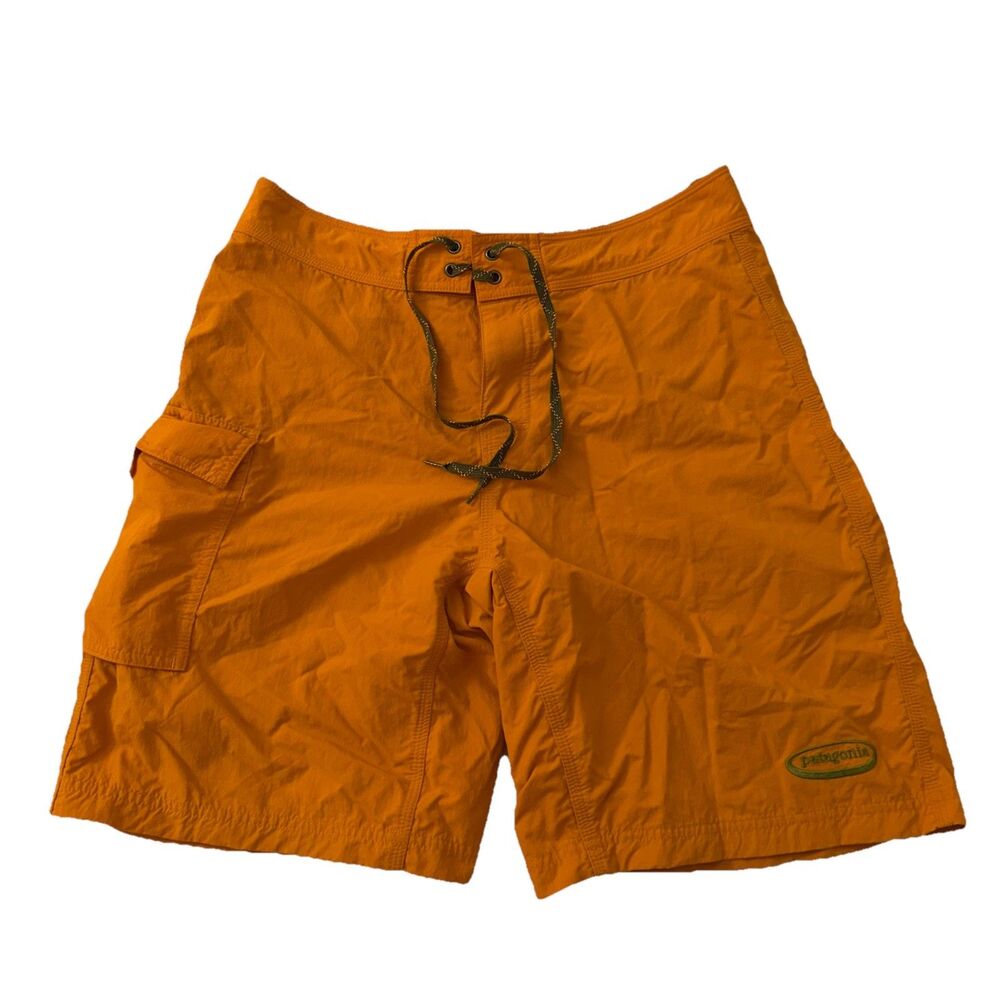 Patagonia‎ Board Shorts Mens 30 Orange Swim Trunks Quick Dry Drawstring Cargo 9”